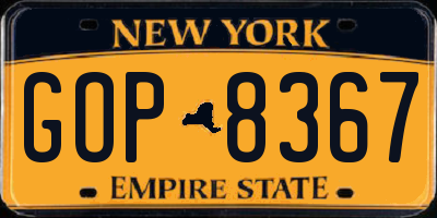 NY license plate GOP8367