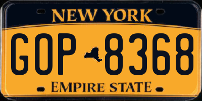 NY license plate GOP8368