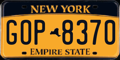 NY license plate GOP8370