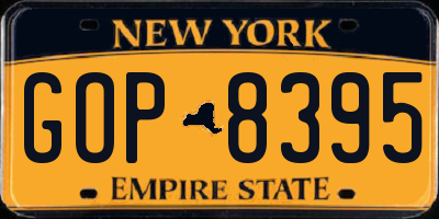NY license plate GOP8395