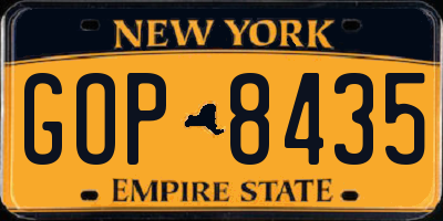 NY license plate GOP8435