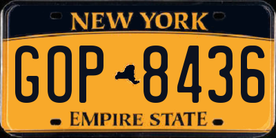 NY license plate GOP8436