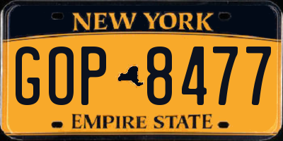 NY license plate GOP8477