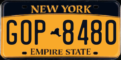 NY license plate GOP8480