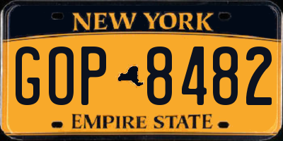 NY license plate GOP8482