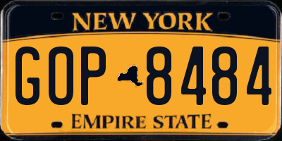 NY license plate GOP8484