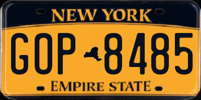 NY license plate GOP8485