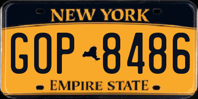 NY license plate GOP8486