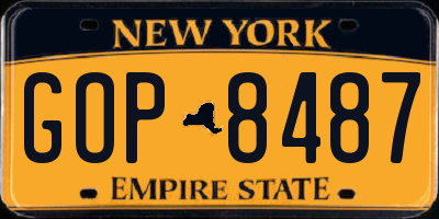 NY license plate GOP8487