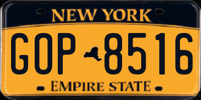 NY license plate GOP8516