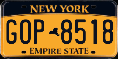 NY license plate GOP8518