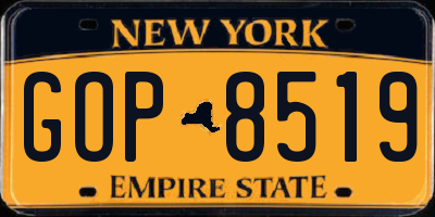 NY license plate GOP8519