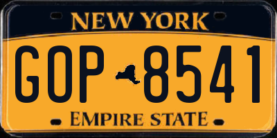 NY license plate GOP8541