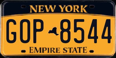NY license plate GOP8544