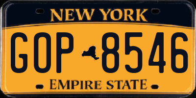 NY license plate GOP8546