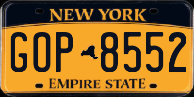 NY license plate GOP8552
