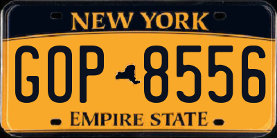 NY license plate GOP8556