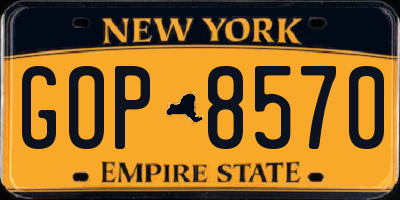 NY license plate GOP8570