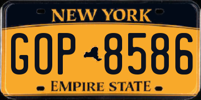 NY license plate GOP8586
