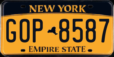 NY license plate GOP8587