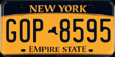 NY license plate GOP8595