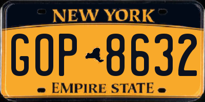 NY license plate GOP8632