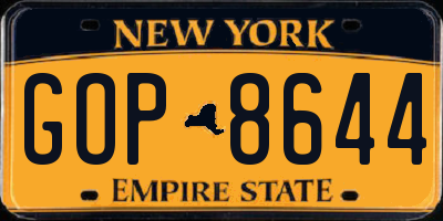 NY license plate GOP8644