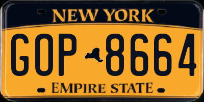 NY license plate GOP8664