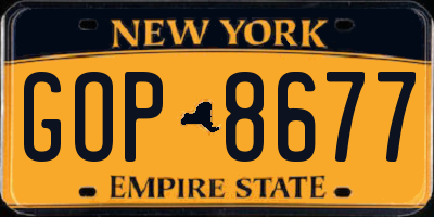 NY license plate GOP8677