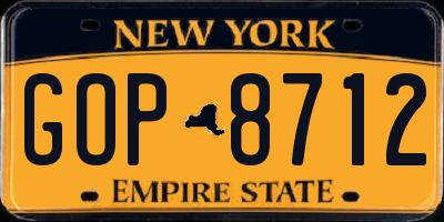 NY license plate GOP8712