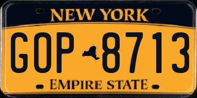 NY license plate GOP8713