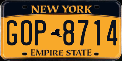 NY license plate GOP8714