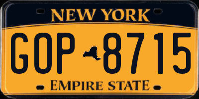 NY license plate GOP8715