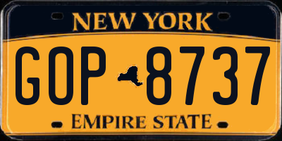 NY license plate GOP8737
