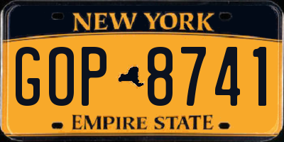 NY license plate GOP8741