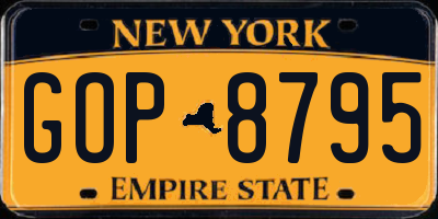 NY license plate GOP8795