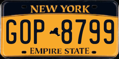 NY license plate GOP8799