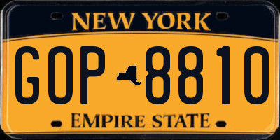 NY license plate GOP8810