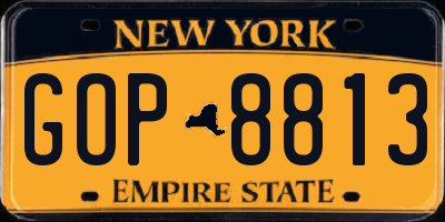 NY license plate GOP8813