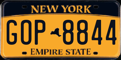 NY license plate GOP8844