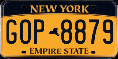 NY license plate GOP8879