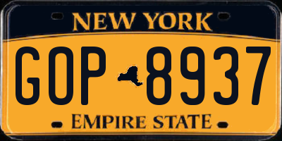 NY license plate GOP8937