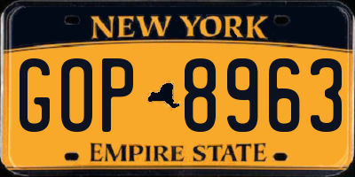 NY license plate GOP8963