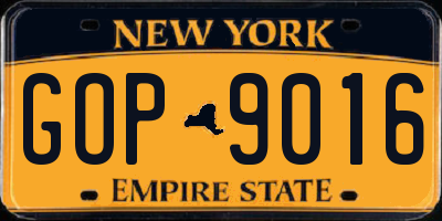 NY license plate GOP9016
