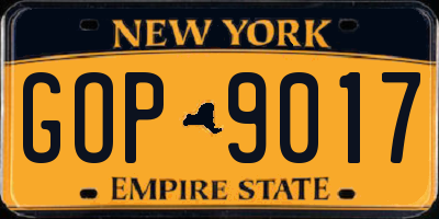 NY license plate GOP9017