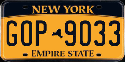 NY license plate GOP9033