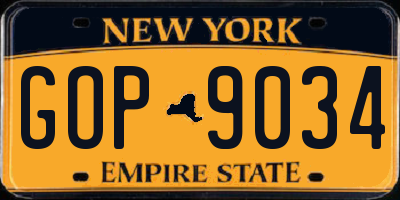 NY license plate GOP9034