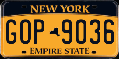 NY license plate GOP9036