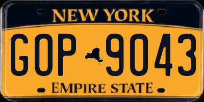 NY license plate GOP9043