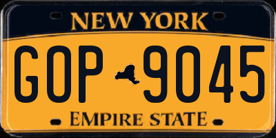 NY license plate GOP9045